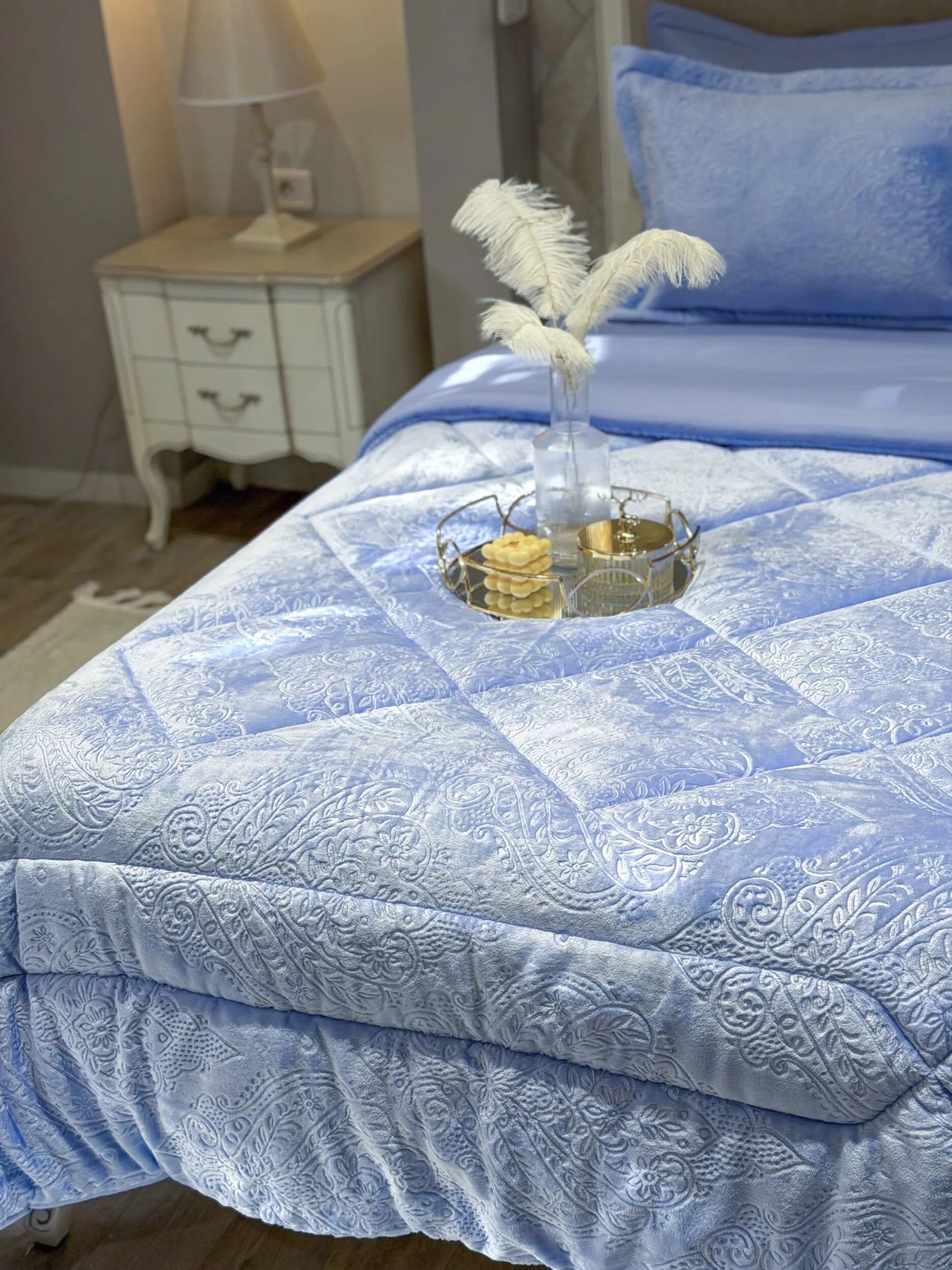 Couette en Polaire Bleu Ciel (2 places)
