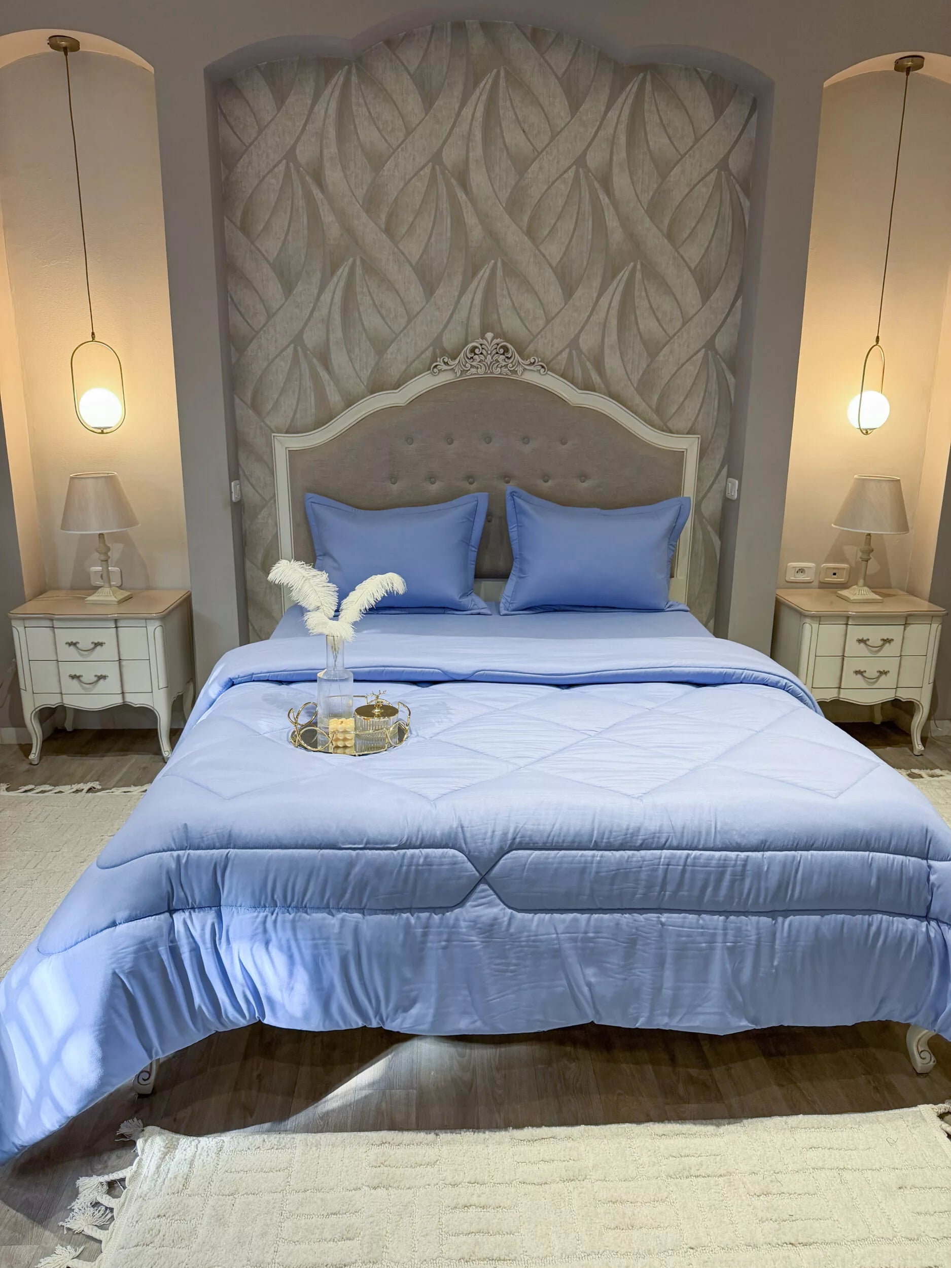 Couette en Polaire Bleu Ciel (2 places)