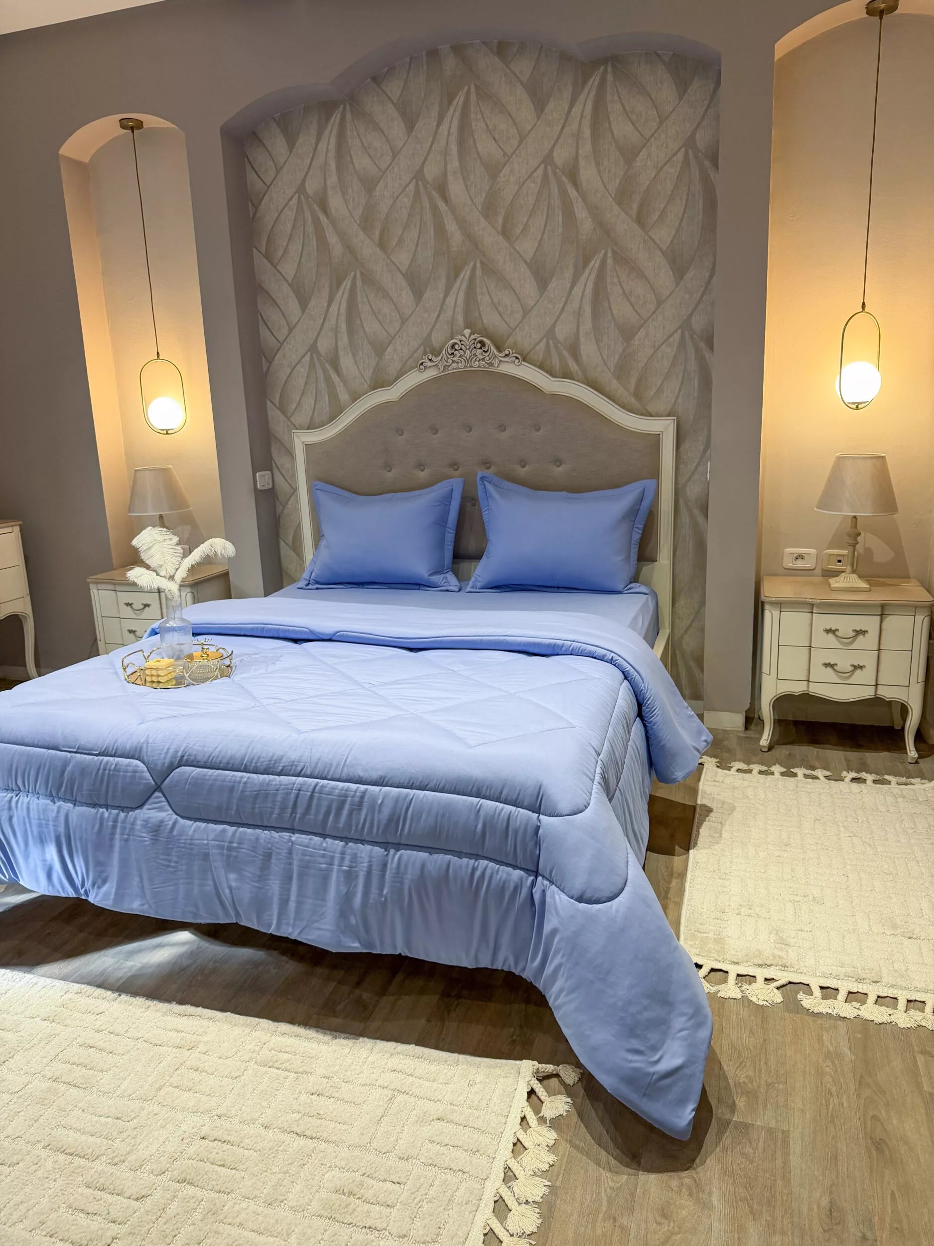 Couette en Polaire Bleu Ciel (2 places)