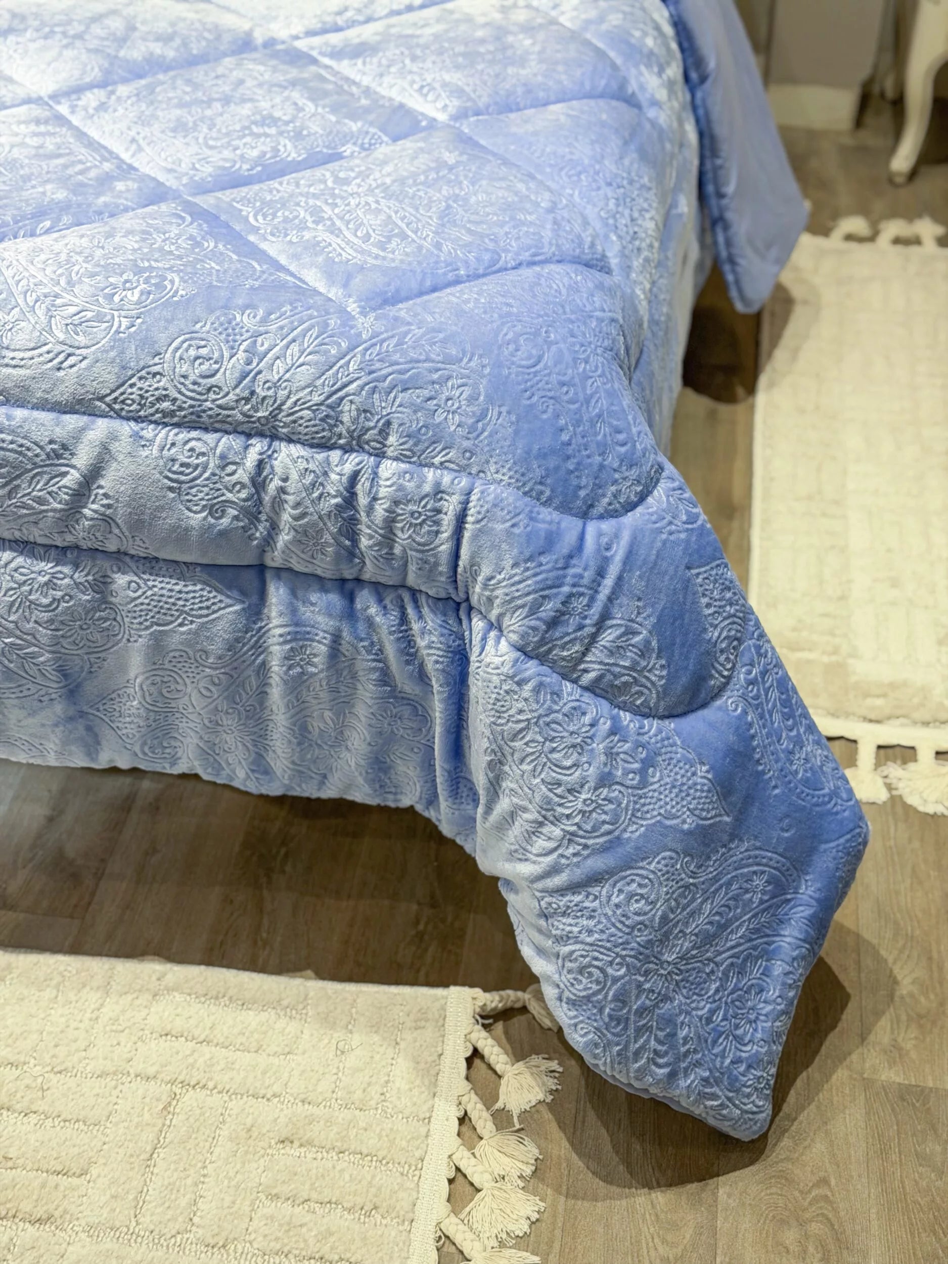 Couette en Polaire Bleu Ciel (2 places)