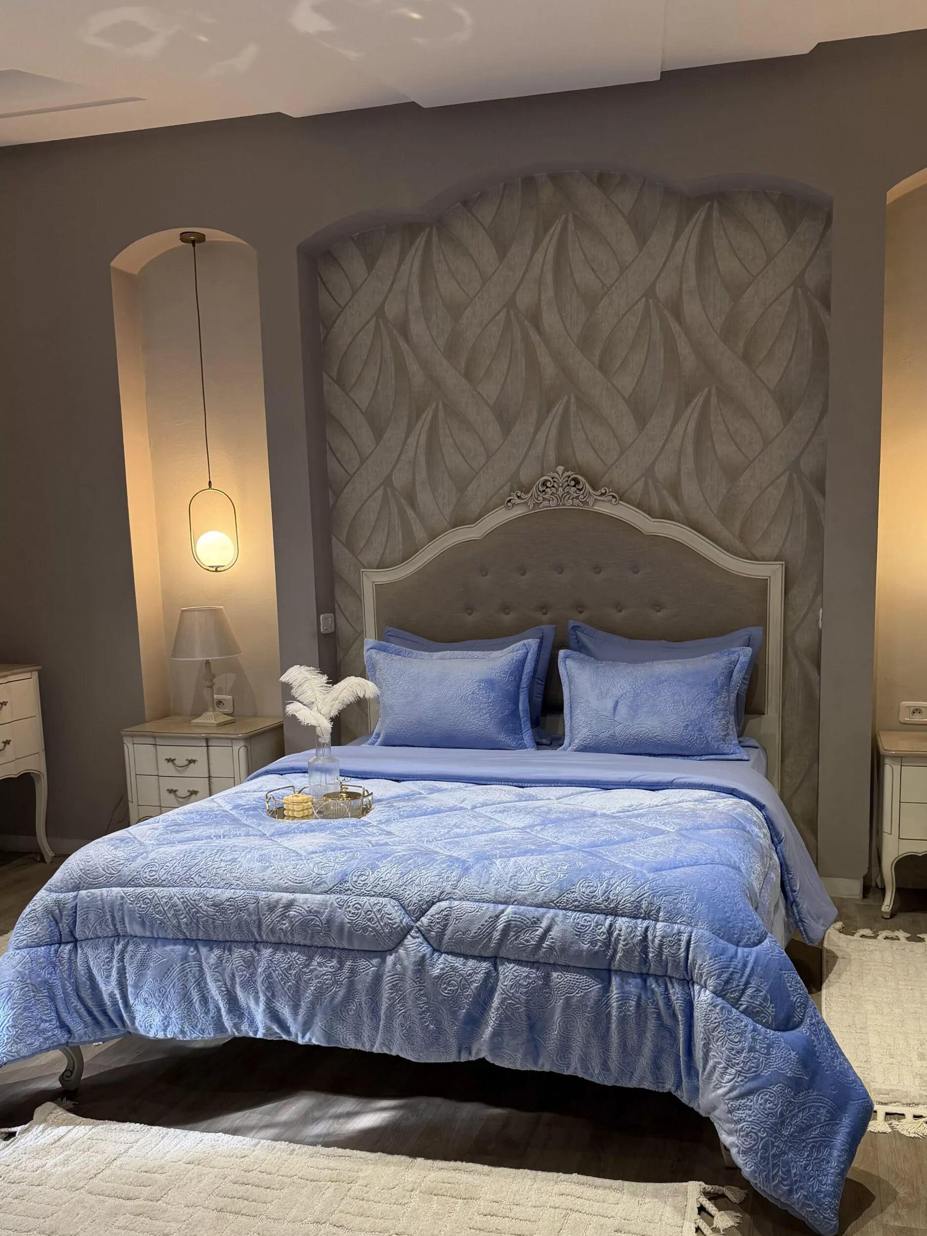 Couette en Polaire Bleu Ciel (2 places)