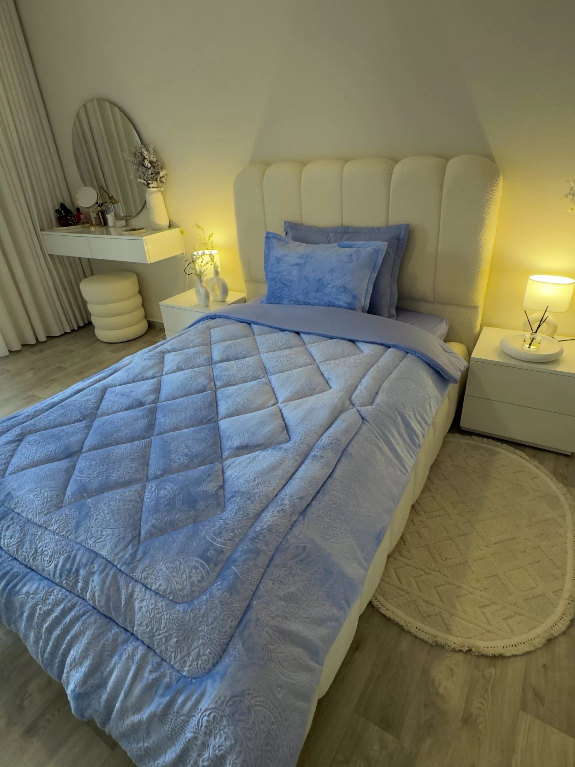 Couette en Polaire Bleu Ciel (Place et demi)