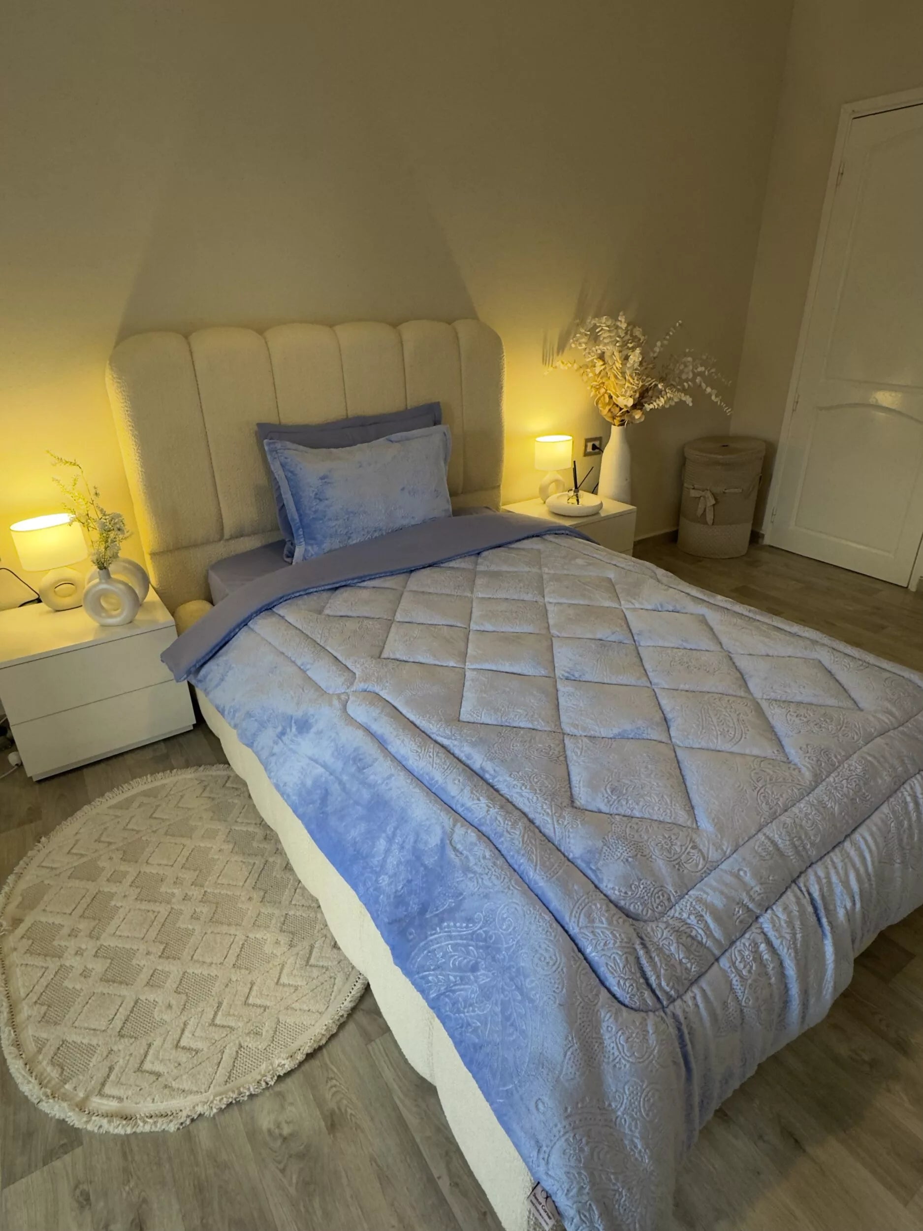 Couette en Polaire Bleu Ciel (Place et demi)