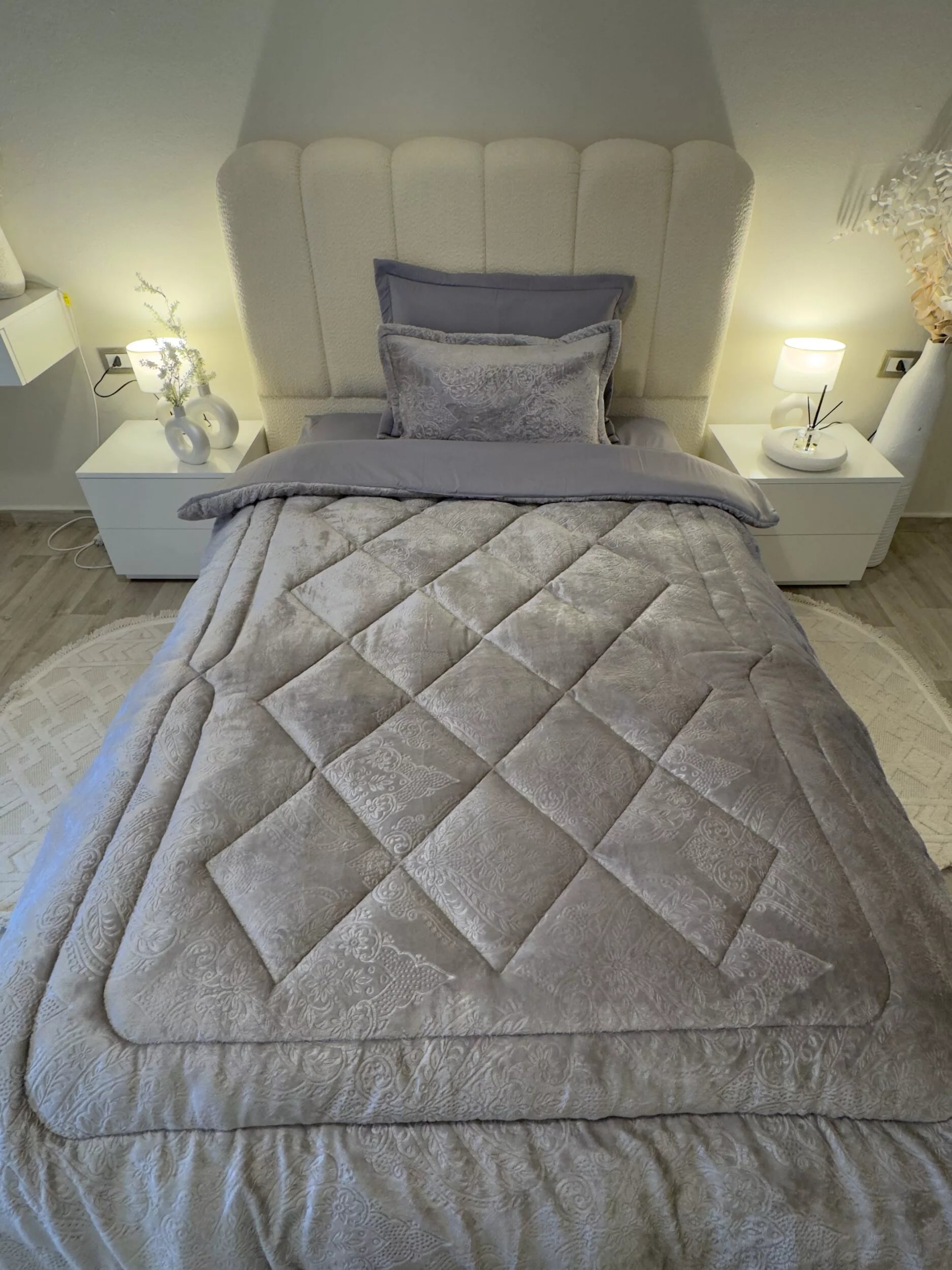 Couette en Polaire Gris (Place et demi)