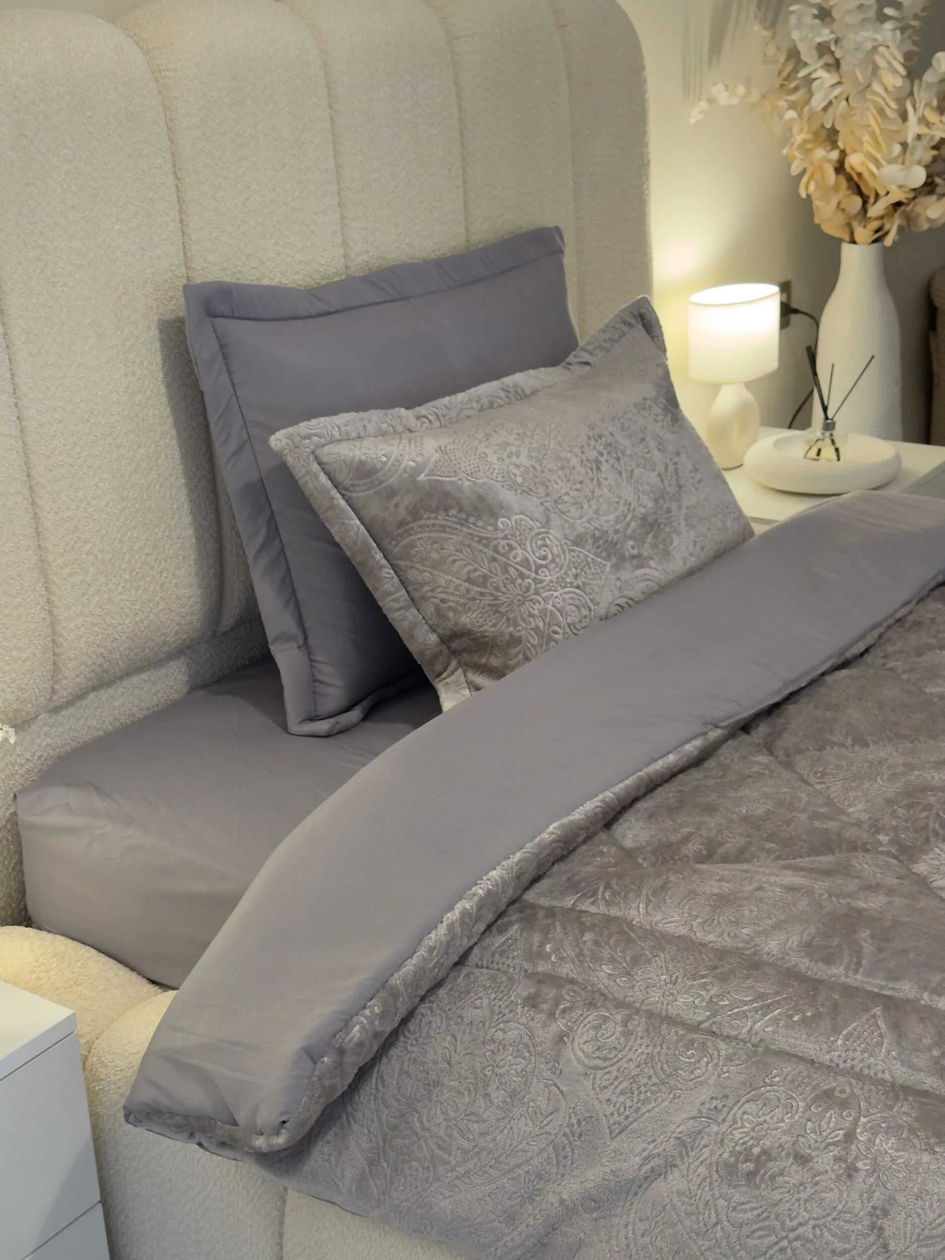 Couette en Polaire Gris (Place et demi)
