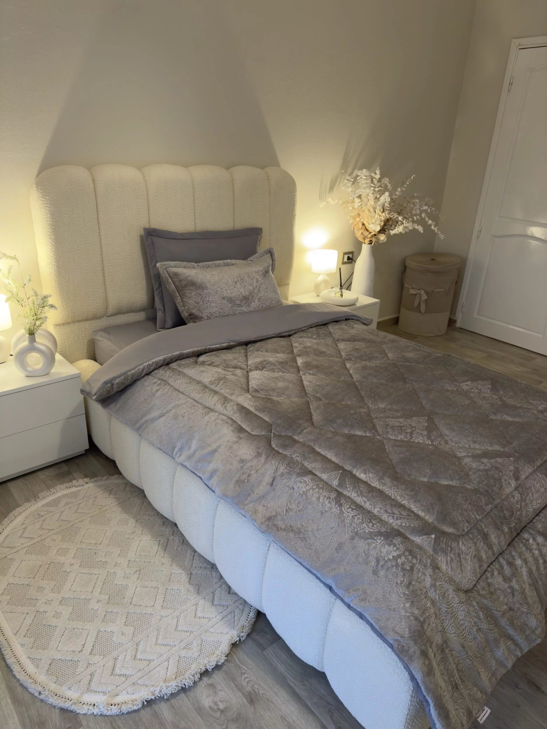 Couette en Polaire Gris (Place et demi)