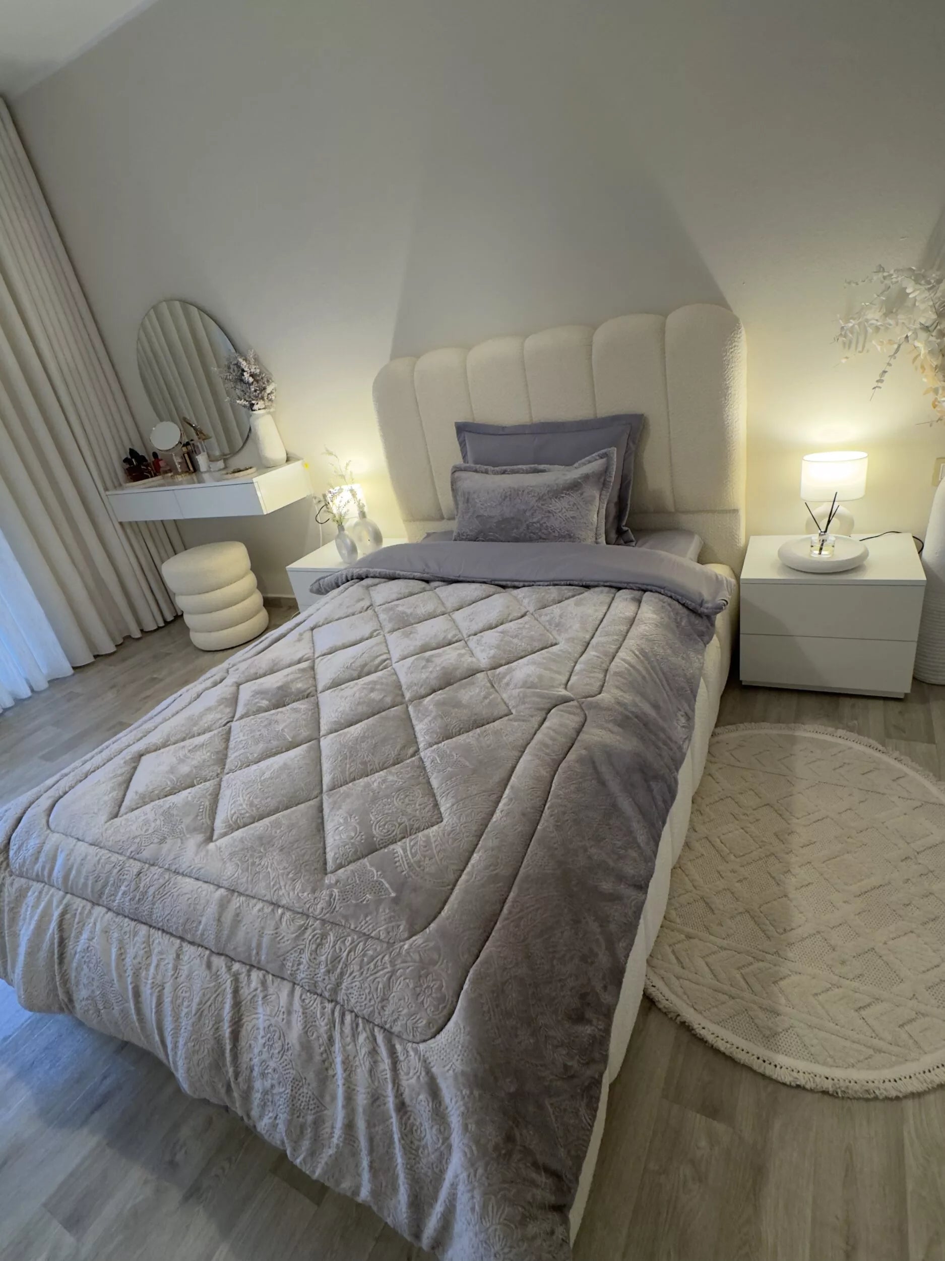 Couette en Polaire Gris (Place et demi)