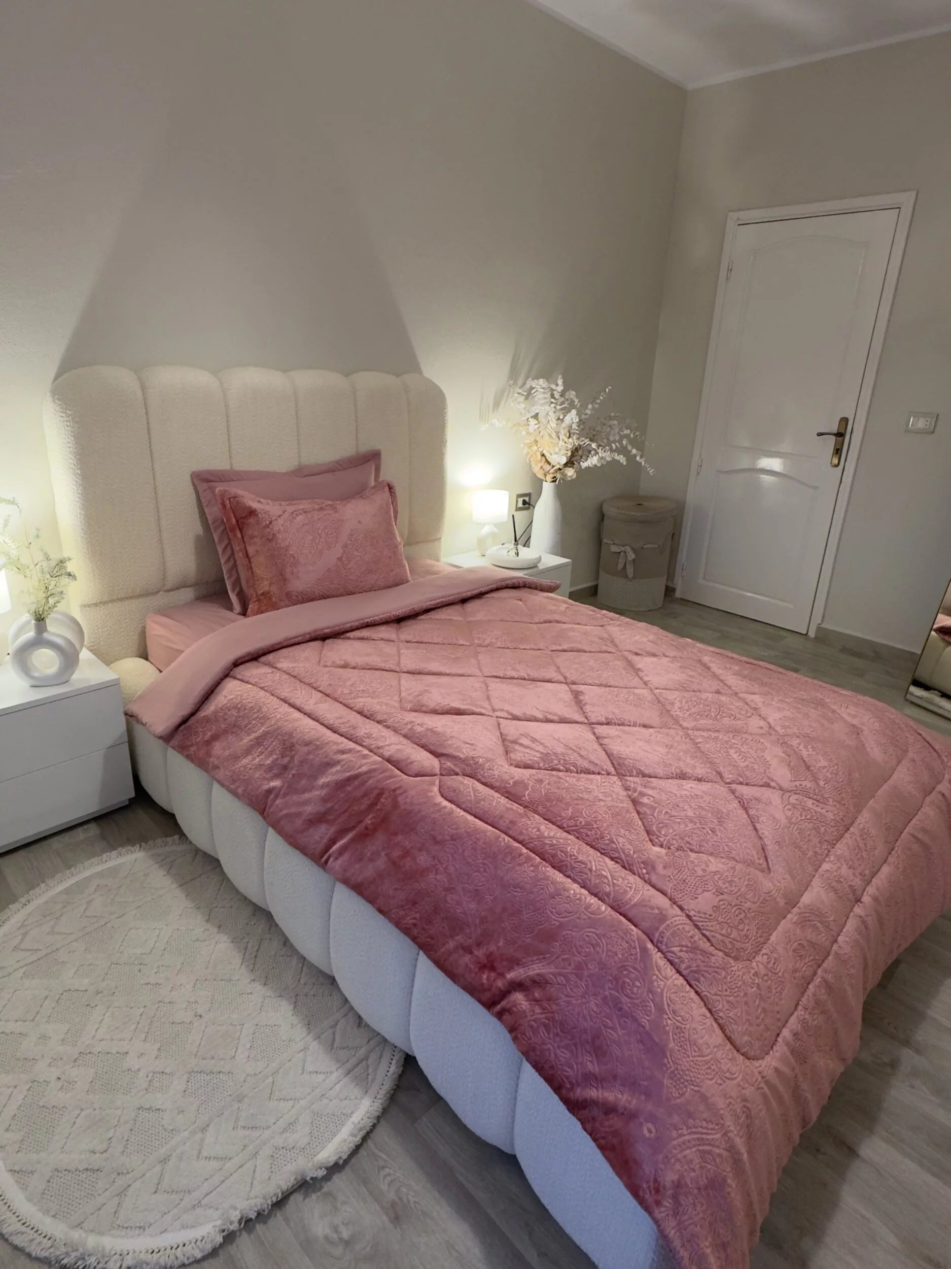 Couette en Polaire Rose Poudré (Place et demi)