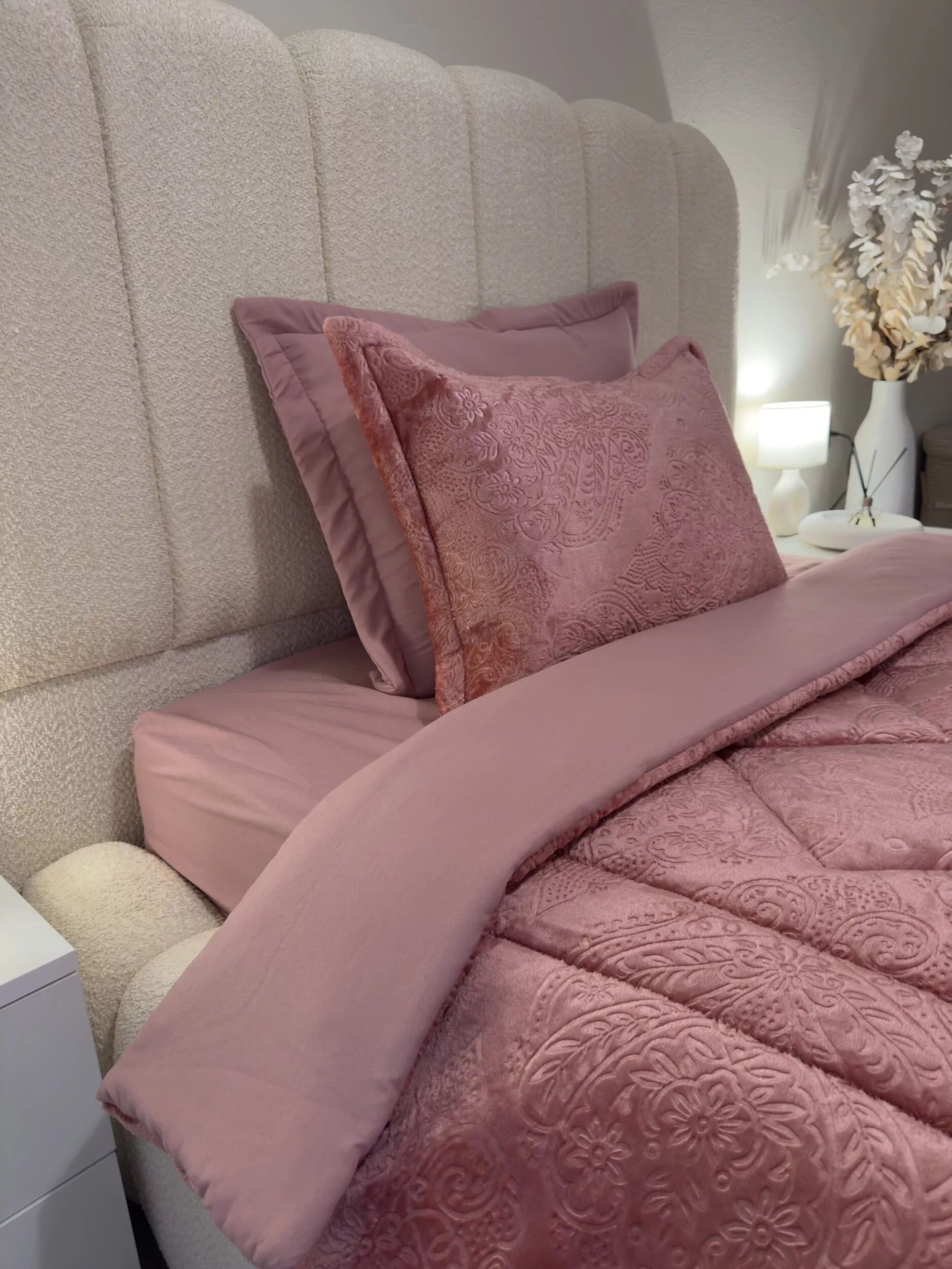 Couette en Polaire Rose Poudré (Place et demi)