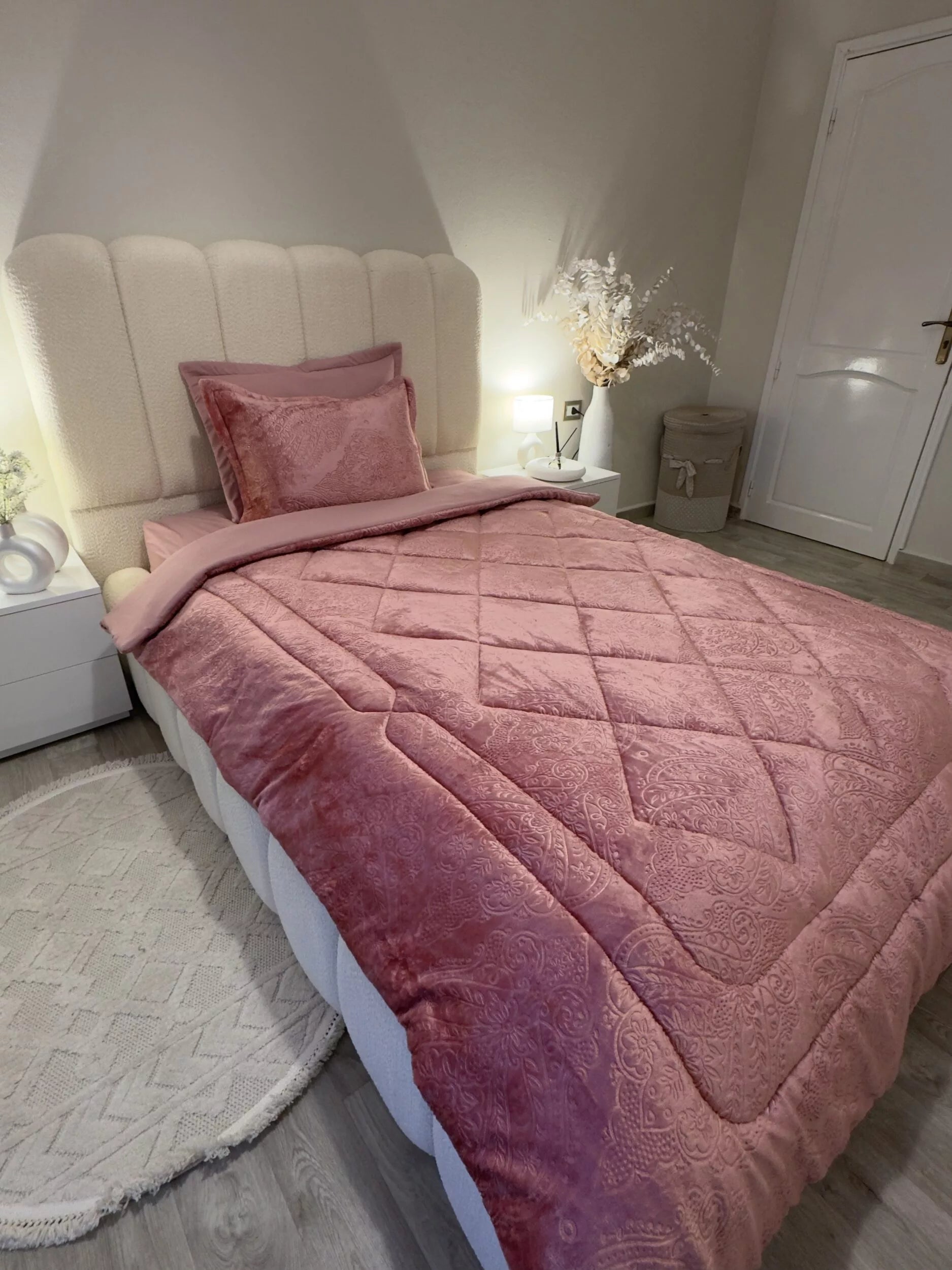 Couette en Polaire Rose Poudré (Place et demi)