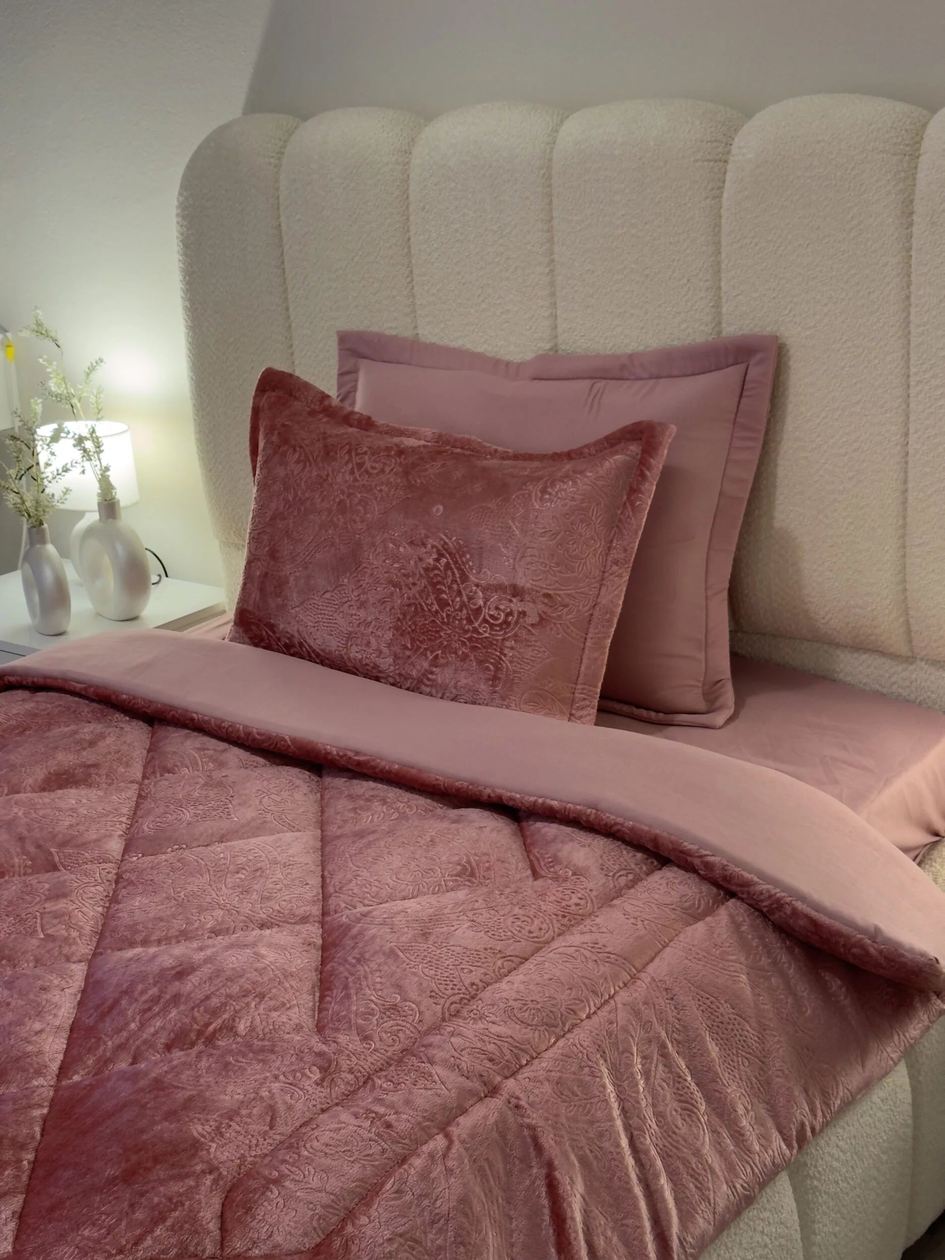 Couette en Polaire Rose Poudré (Place et demi)