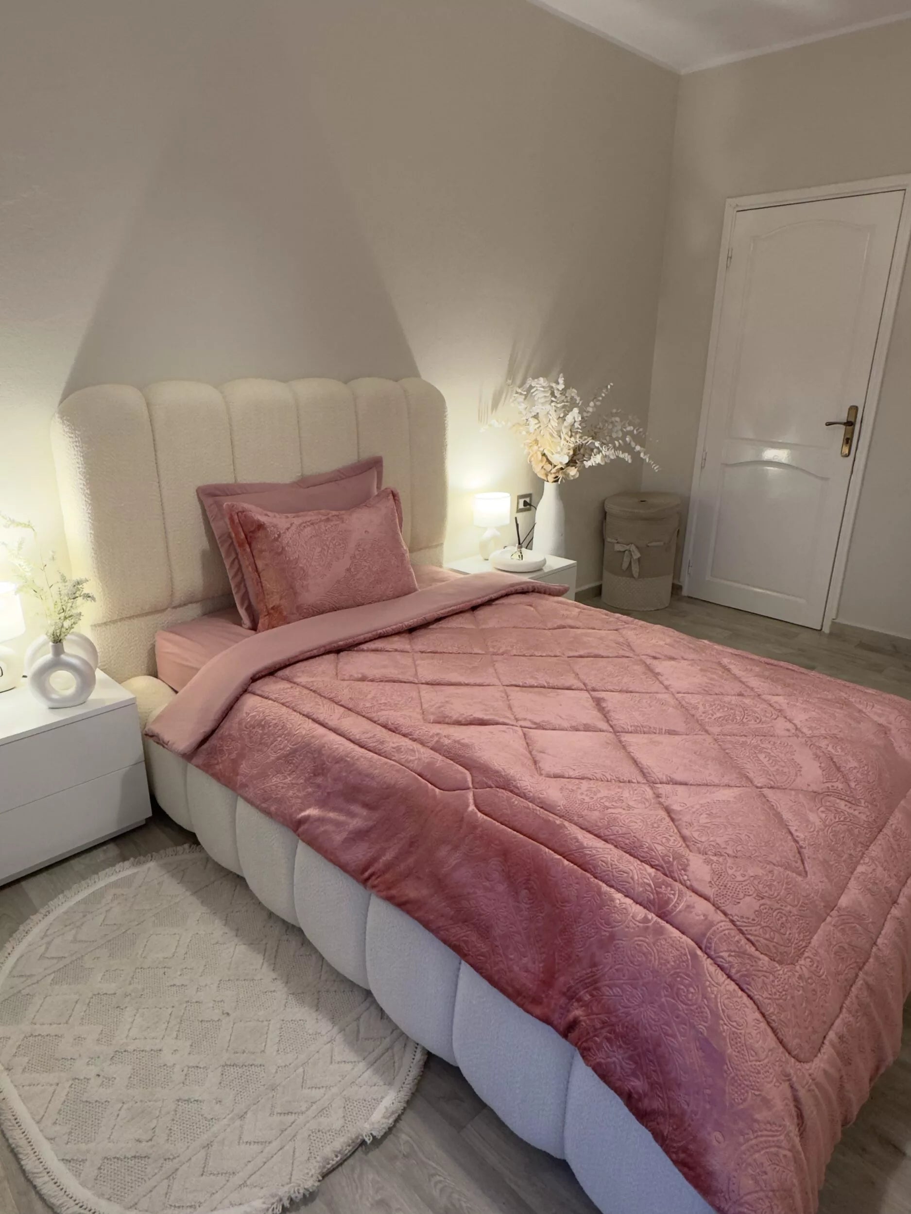 Couette en Polaire Rose Poudré (Place et demi)