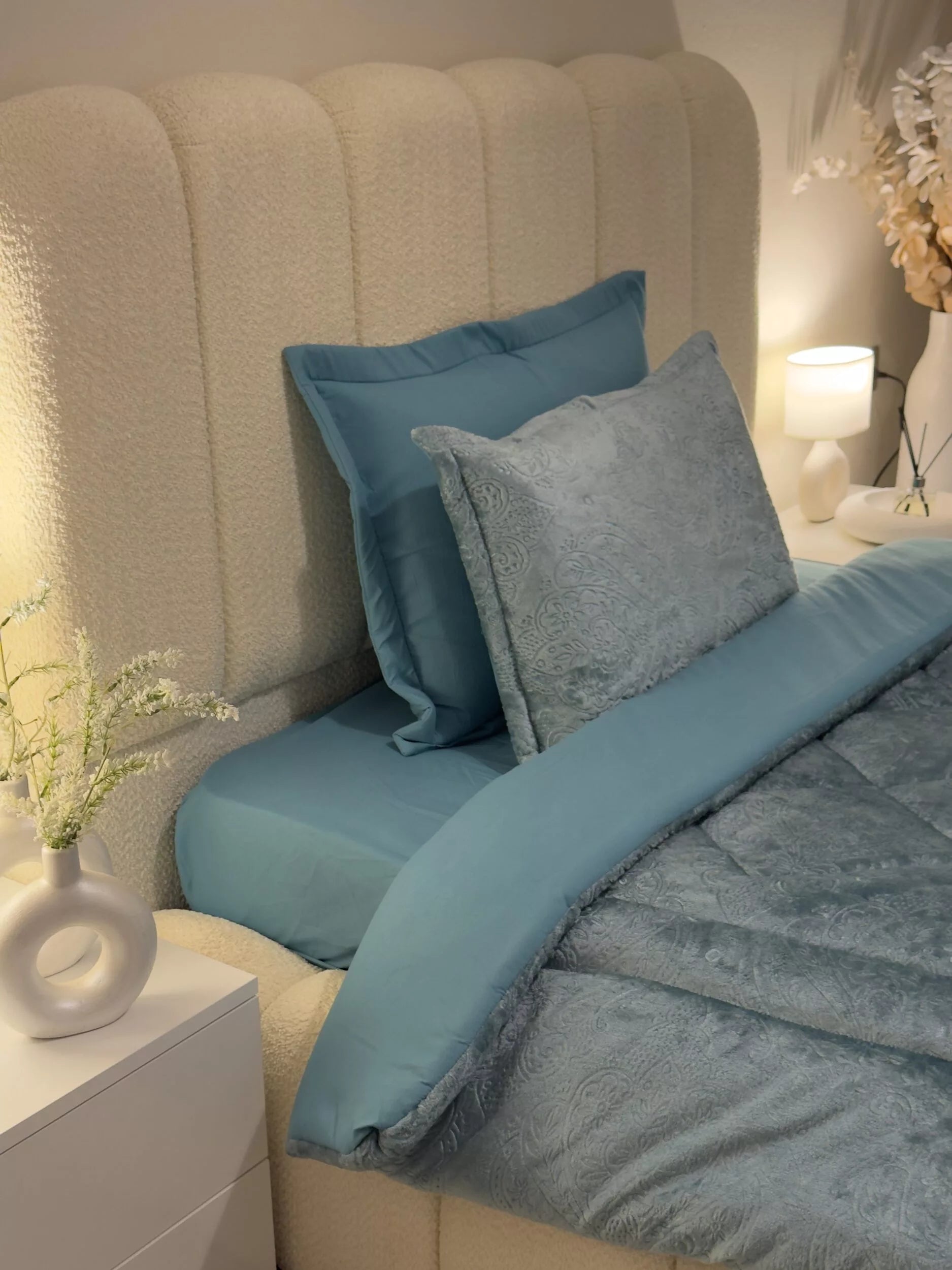 Couette en polaire turquoise (place et demi)