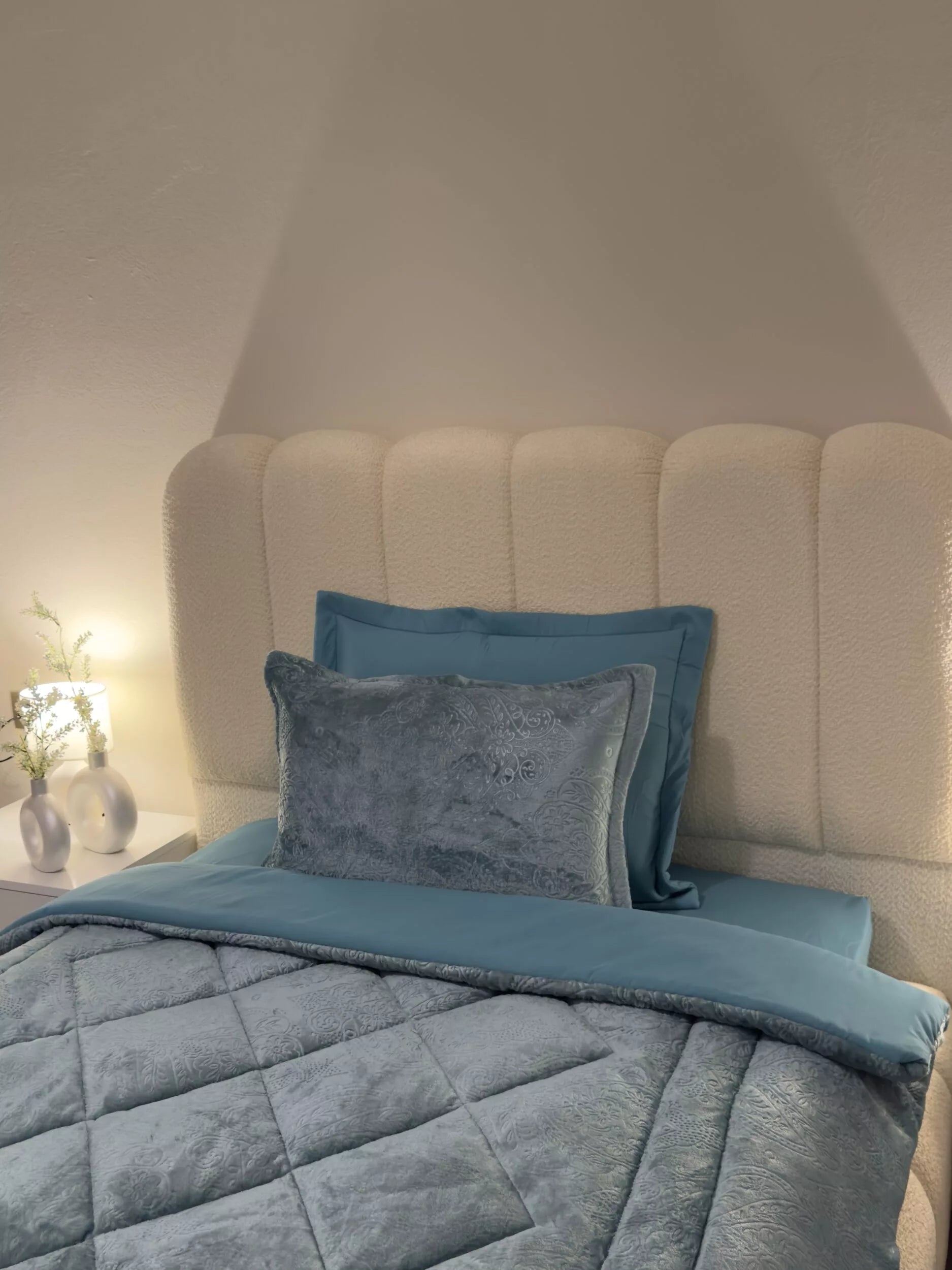 Couette en polaire turquoise (place et demi)
