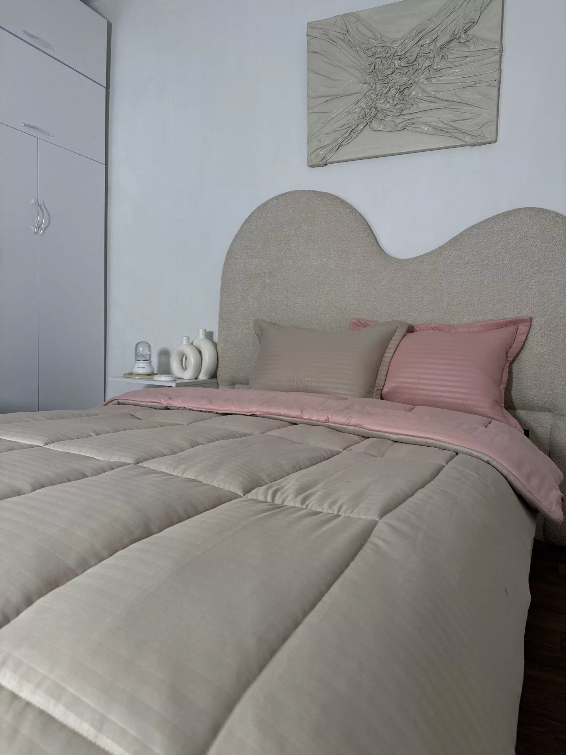 Couette Beige et Rose (Place et demi)