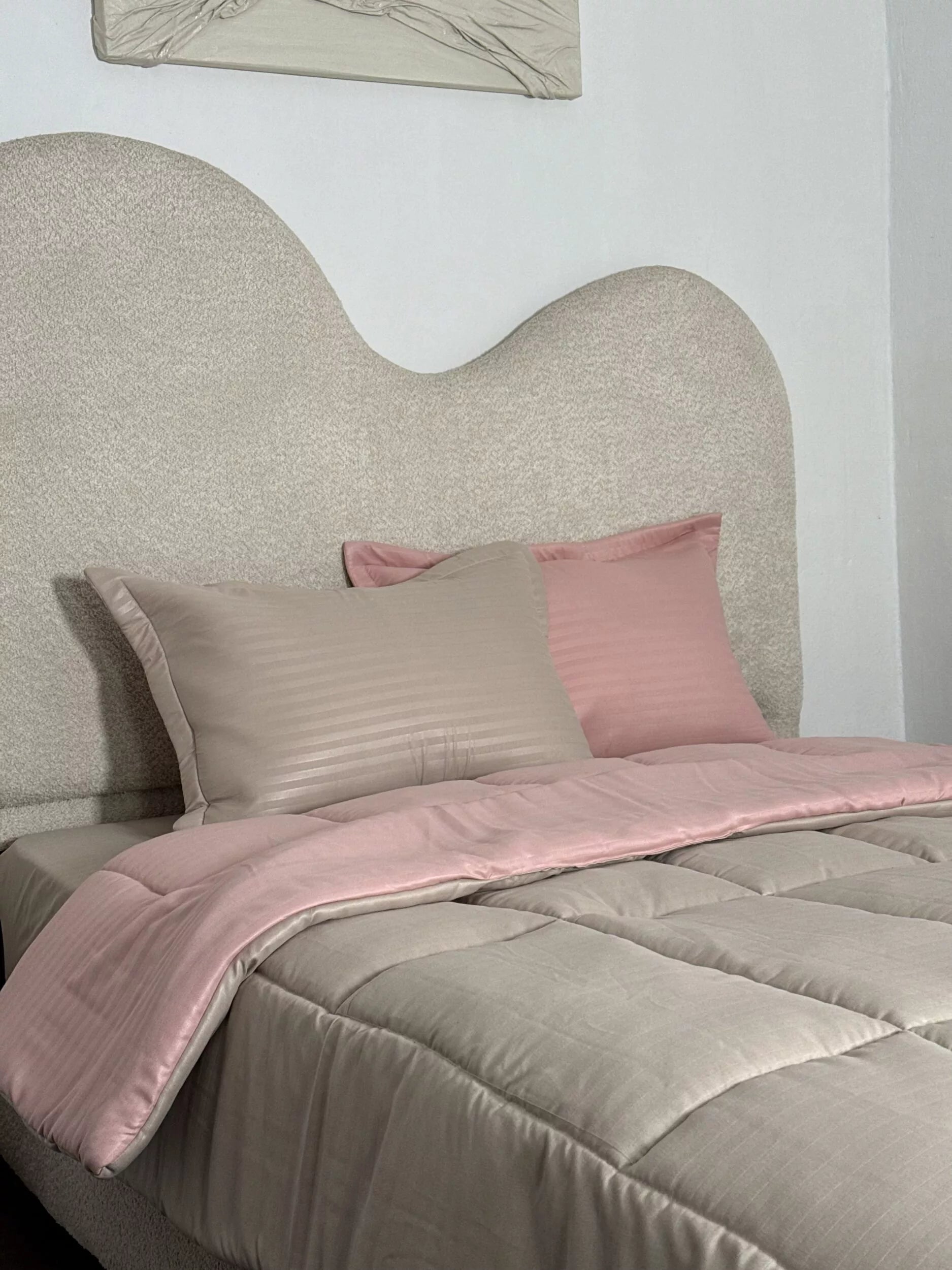 Couette Beige et Rose (Place et demi)
