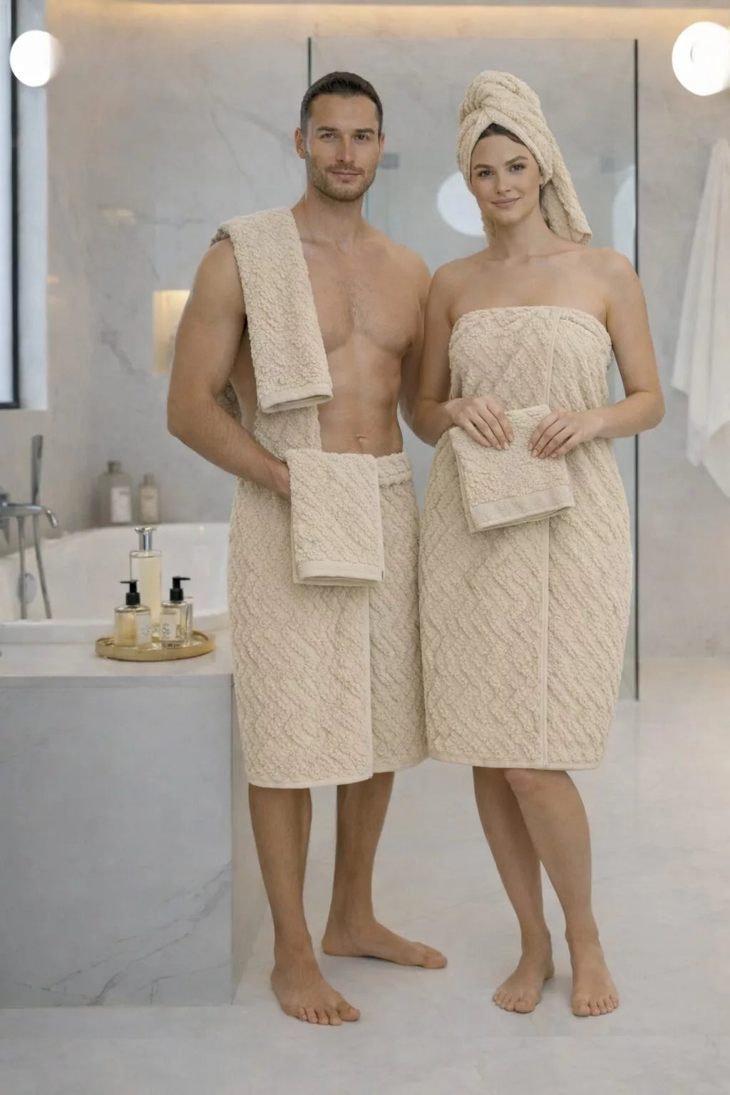 Lot de Serviettes de Douche (3 pièces) - Beige