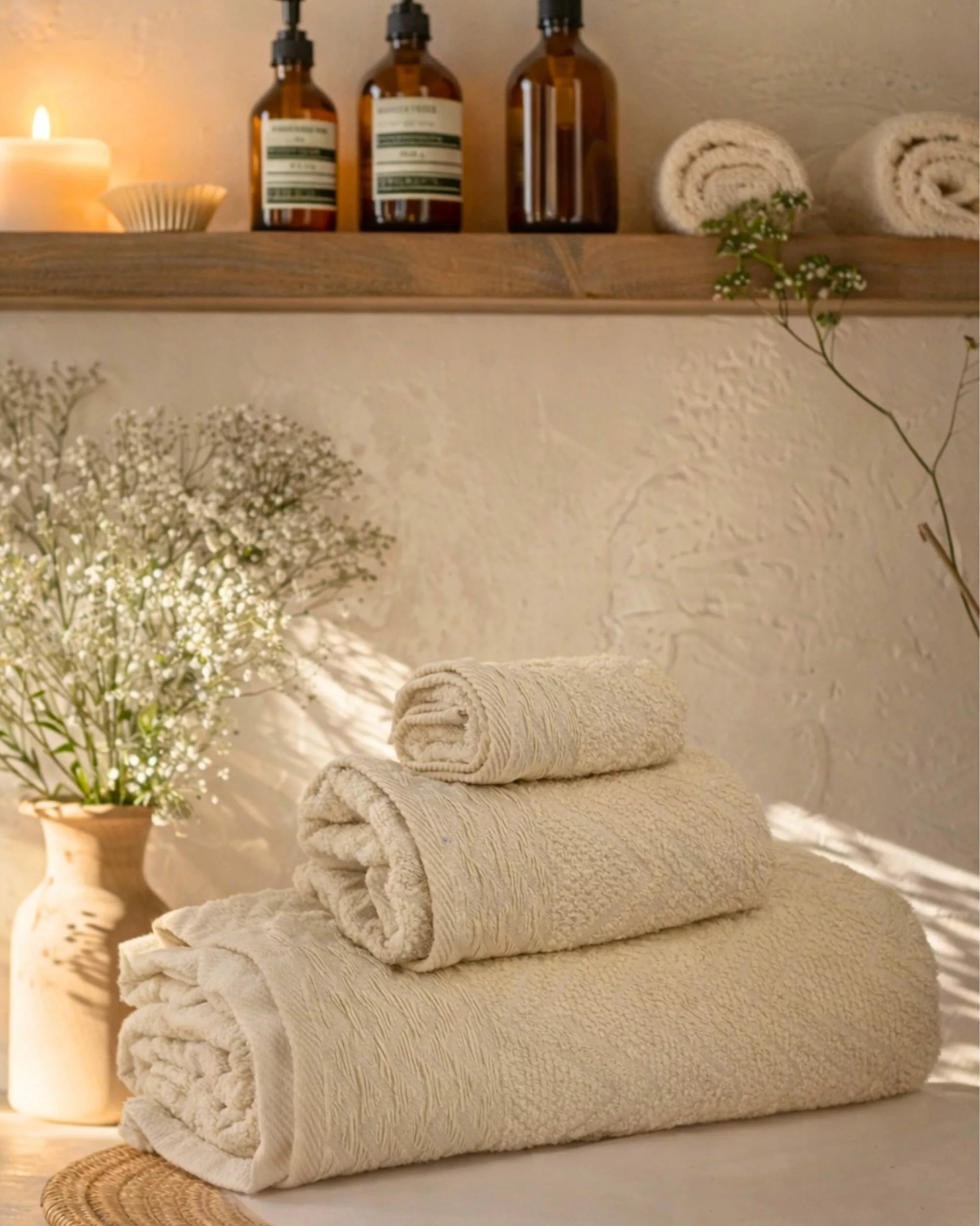 Lot de Serviettes de Douche (3 pièces) - Beige