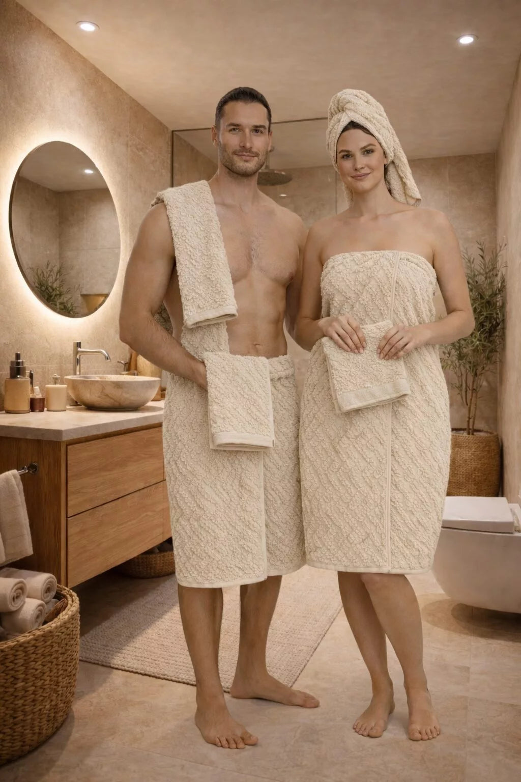 Lot de Serviettes de Douche (3 pièces) - Beige