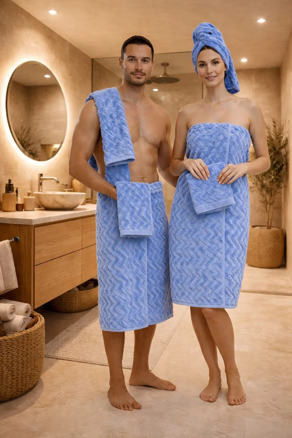 Lot de Serviettes de Douche (3 pièces) - Bleu