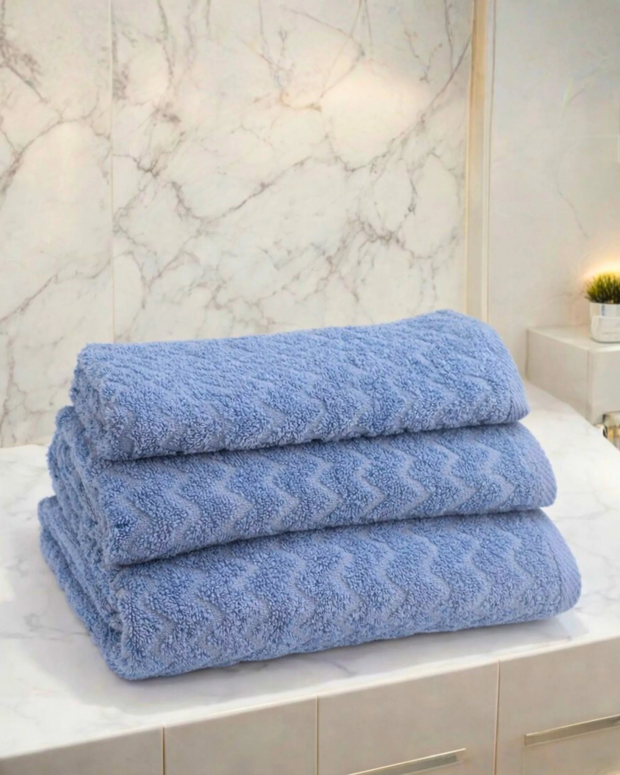 Lot de Serviettes de Douche (3 pièces) - Bleu