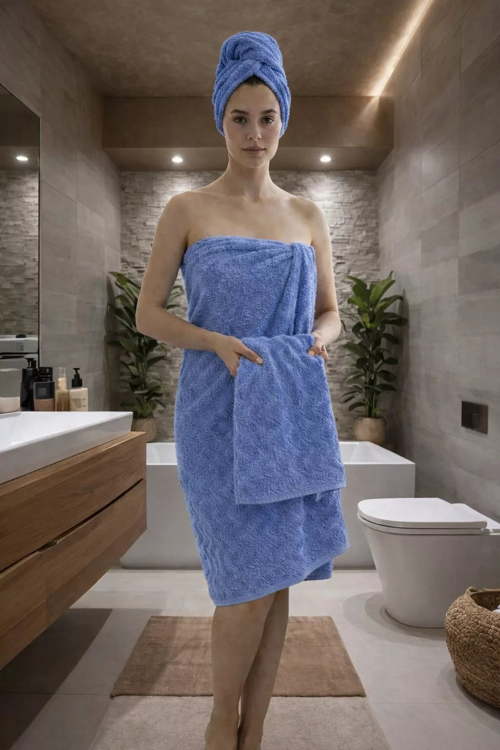 Lot de Serviettes de Douche (3 pièces) - Bleu