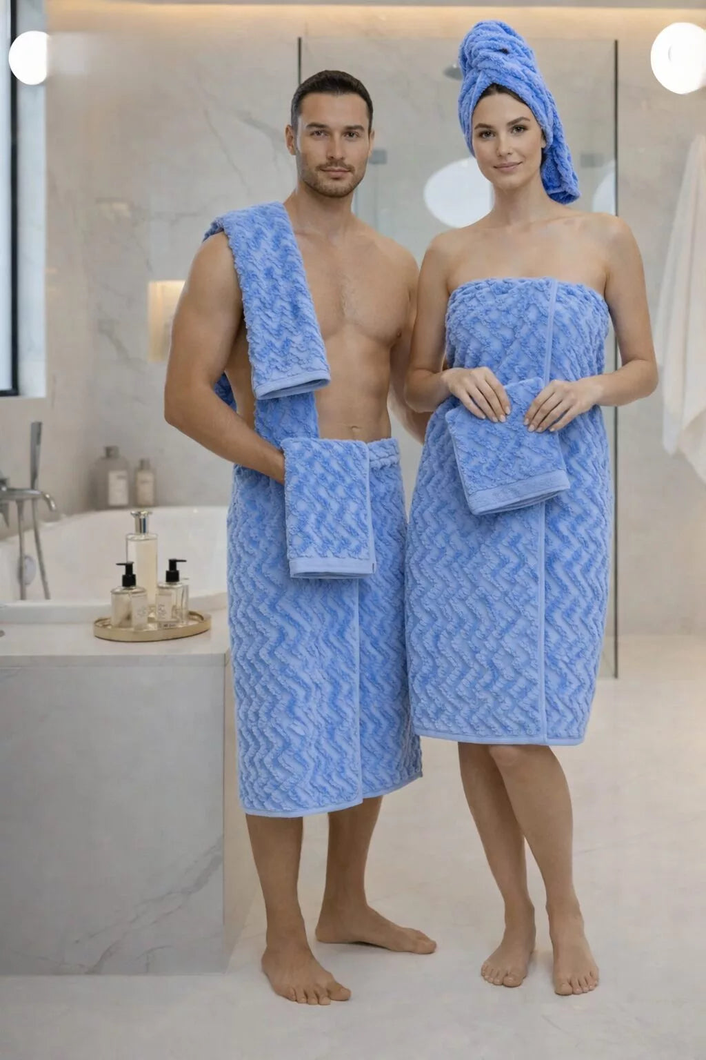 Lot de Serviettes de Douche (3 pièces) - Bleu