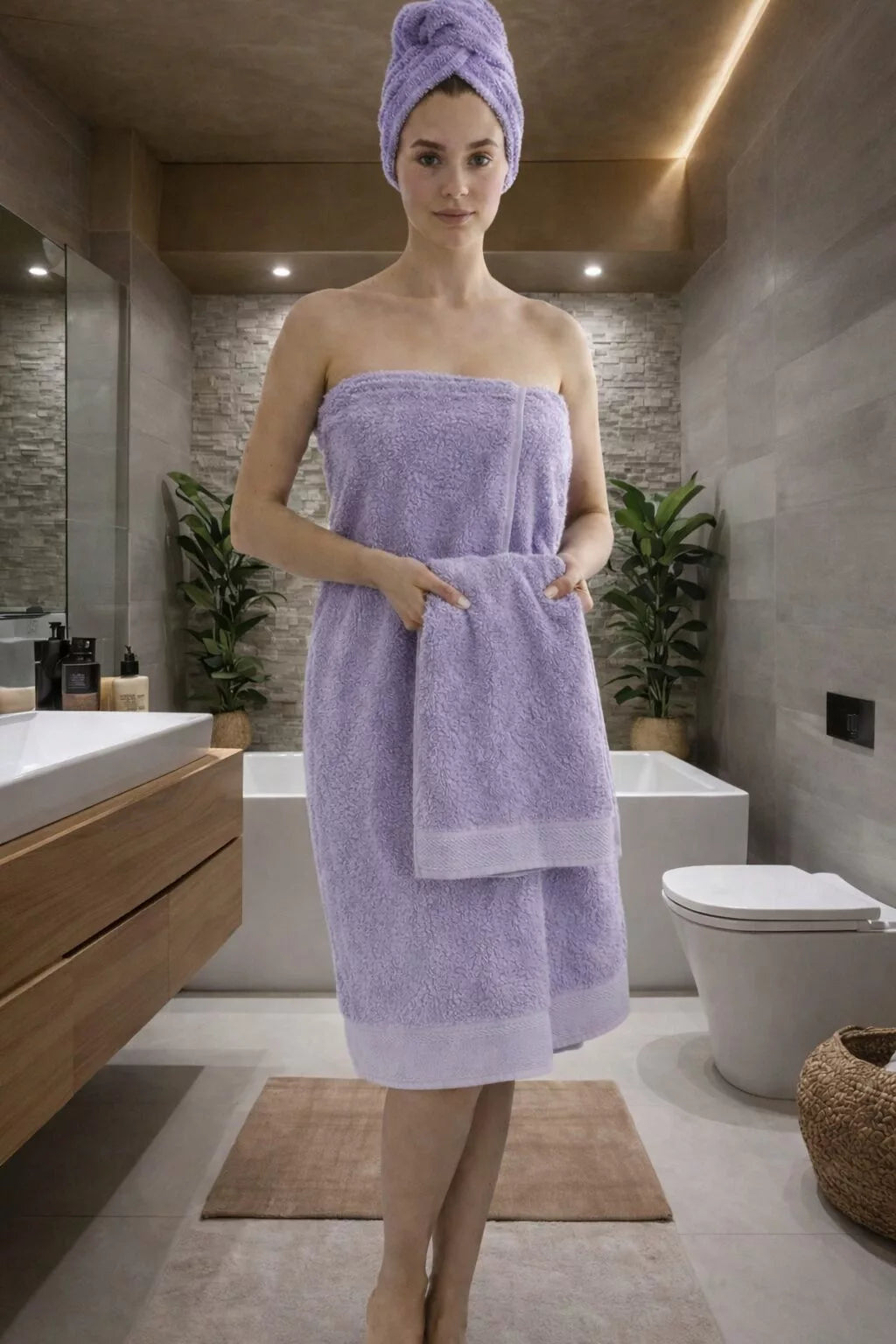 Lot de Serviettes de Douche (3 pièces) - Violet