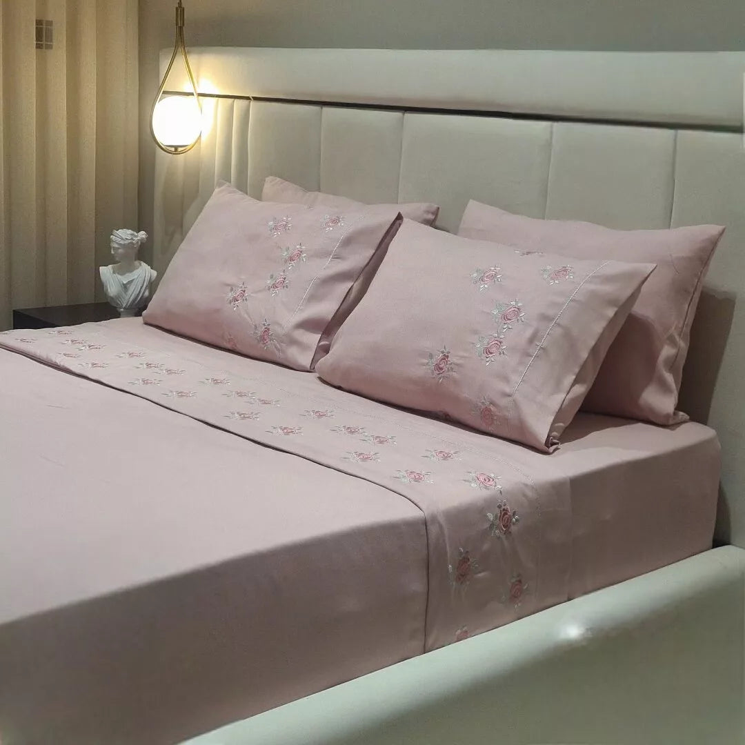 Parure Rose Fleurie Coton