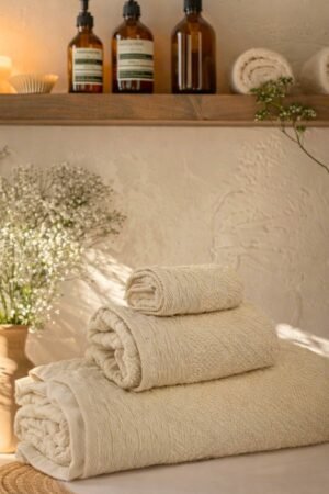 Lot de serviettes de douche BEIGE 3 pcs