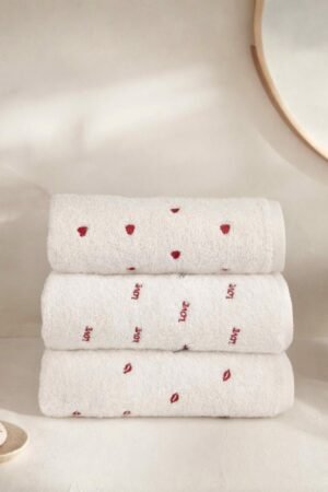 Lot de 3 serviettes LOVE