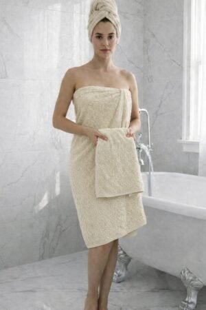 Lot de serviettes de douche BEIGE 3 pcs