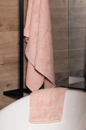 Lot de 2 serviettes Douche et Visage « Palm »  Rose Poudré