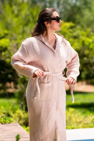 Cape de bain Nid d abeille Rose bébé