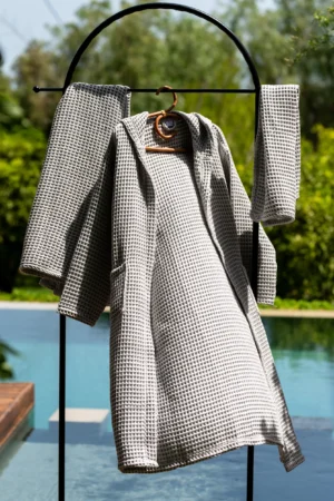 Cape de bain Nid d abeille Gris