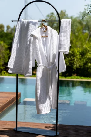 Cape de bain Nid d abeille Blanc