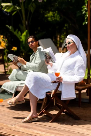 Cape de bain Nid d abeille Blanc