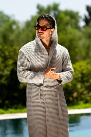 Cape de bain Nid d abeille Gris
