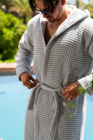 Cape de bain Nid d abeille Gris