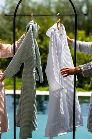 Lot nid d abeille Couple 6 pièces » Blanc et Vert Pastel