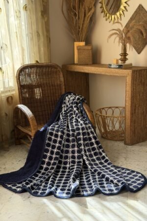Plaid bleu marine avec Design